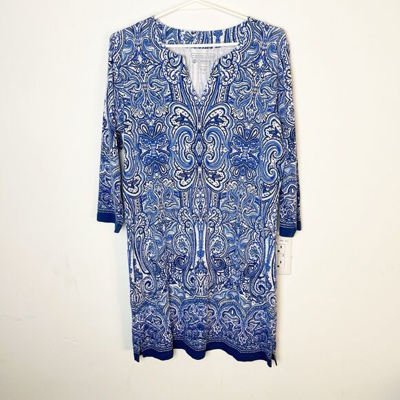 Coolibar Tops - Coolibar Womens Blue 3/4 Sleeve  UPF 50+ Sz Small Tunic Paisley Dress